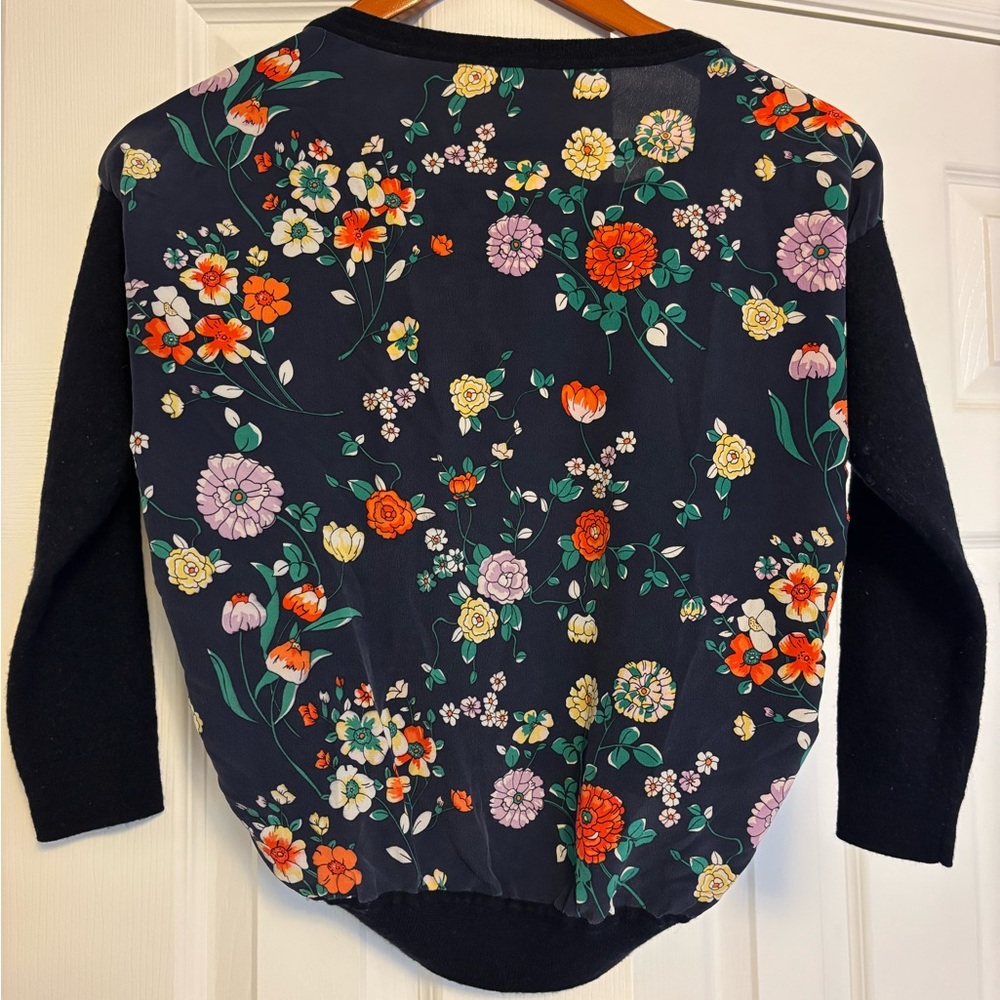 Brooks Brothers Floral Navy Blue Women's sweater XXXS - Picture 2 of 5